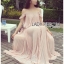 เดรสเกาหลี พร้อมส่ง เดรสยาว ผ้าพลีตสายเดี่ยวเปิดไหล่