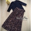 พร้อมส่ง ชุดเซ็ทเสื้อแขนศอกสีดำคอวี