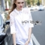 พร้อมส่ง เชิ้ตยาวผ้าคอตตอนประดับตกแต่งผ้าลูกไม้