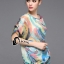 พร้อมส่ง เสื้อผ้าชีฟองลวดลายหลากสีสัน กางเกงขาสั้นสีฟ้า