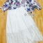 พร้อมส่ง เสื้อแขนศอกสม้อคขอบคอและปลายแขนลายดอกไม้