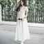 เดรสเกาหลี พร้อมส่ง เดรสเนื้อผ้าลูกไม้ ฉลุลายดอก