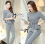 พร้อมส่ง เซ็ตเสื้อทรงเพปลัมและกางเกงสกินนี่ทอลายฮาวนด์สทูธ