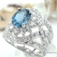 SKJewelryfactory แหวนเงินแท้ ฝังพลอยลอนดอนบลูโทปาซแท้ ล้อมเพชร ดีไซด์หรูหราอลังการณ์ ER02198-LBT
