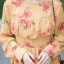 เดรสเกาหลี พร้อมส่ง แม็กซี่ยาว ลายดอกชบา ผ้าชีฟอง