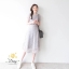 พร้อมส่ง ชุดเดรสผ้าลูกไม้คอกลม แขนสั้น