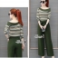 เสื้อผ้าเกาหลี พร้อมส่ง เสื้อผ้าไหมพรมทอลายโทนสีสลับ