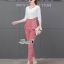 เสื้อผ้าเกาหลี พร้อมส่ง เสื้อคอแต่งสายไขว้ กับ กางเกง