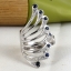 SKJewelryfactory แหวนไพลินแท้ ดีไซน์ปีกนก สไตล์หรูหรา ใส่นิ้วชี้ และ นิ้วกลางสวย ER01920-BSA