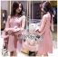 เดรสเกาหลี พร้อมส่ง ชุดเดรส ผ้าคอตตอนสีชมพูอ่อน