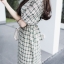 เดรสเกาหลี พร้อมส่ง เดรสยาว ลายสก๊อต