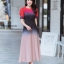 ชุดเดรสเกาหลี พร้อมส่ง เดรสเกาหลี ทูโทน สีรุ้ง