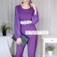 เสื้อผ้าเกาหลี พร้อมส่ง จั้มสูท ขายาว คอวี
