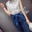 พร้อมส่ง เซทเสื้อเชิ้ตแขนกุ๊ดคอปกพิมพ์ลายการ์ตูน