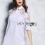พร้อมส่ง เชิ้ตยาวผ้าคอตตอนประดับตกแต่งผ้าลูกไม้