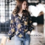 เสื้อเกาหลี พร้อมส่ง เสื้อเชิ้ต ผ้าชีฟองลายแมว