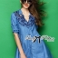 พร้อมส่ง เชิ้ตเดรสผ้าเดนิมปักลายดอกไม้