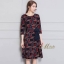ชุดเดรสเกาหลี พร้อมส่ง Dress คอกลม แขนศอก