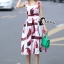 พร้อมส่ง long dress สีขาวตัดกับลายสีแดงเข้มออกม่วง