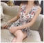 เสื้อผ้าเกาหลี พร้อมส่ง เพลย์สูท พิมพ์ลายดอกไม้