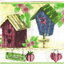 แนวภาพสวน บ้านนก Bird House Home Sweet Home เป็นภาพครึ่งแผ่น กระดาษแนพกิ้นสำหรับทำงาน เดคูพาจ Decoupage Paper Napkins ขนาด 33X33cm