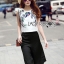 พร้อมส่ง เสื้อคร็อปแฟชั่นแขนกุดปักลายและกางเกง