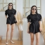 เสื้อผ้าเกาหลี พร้อมส่ง Jumpsuit แขนพอง