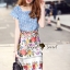 พร้อมส่ง เสื้อคอเหลี่ยม พิมพ์ลายสก๊อต