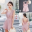 เสื้อผ้าเกาหลี พร้อมส่ง จั้มกางเกงขาสั้น แต่งสายลูกไม้