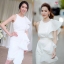 เดรสลูกไม้ พร้อมส่ง เดรสแขนกุด เว้าเข้าช่วงคอ