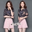 เสื้อผ้าเกาหลี พร้อมส่ง เสื้อเชิ้ต โทนสีกรมพิมพ์ลายดอกไม้