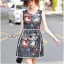 พร้อมส่ง เดรสแขนกุดปักทอลายนกฮูกสุดหวาน