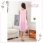 SP092 ชุดนอนกระโปรงยาว สีชมพู สวยหวาน แขนกุด ด้านหน้าแต่งผ้าระบายสองชั้น ติดโบว์ตรงกลาง สวยหวาน