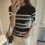 พร้อมส่ง เสื้อทอไหมพรมเนื้อนุ่ม เล่นลายขวางโทนขาวดำ