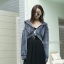 เสื้อเกาหลี พร้อมส่ง แจ๊กเก็ตฮูดผ้ากำมะหยี่