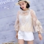 เสื้อลูกไม้ พร้อมส่ง เสื้อคอกลม แขนบาน