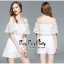 เสื้อผ้าเกาหลี พร้อมส่ง จั้มสูท ลูกไม้ ผสมโพลีเอสเตอร์