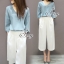 พร้อมส่ง เสื้อแขนศอกคอวีโทนสีฟ้า
