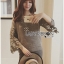 พร้อมส่ง สเวตเตอร์ผ้าถักนิตประดับผ้าลูกไม้