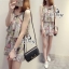 พร้อมส่ง เพลย์สูทสายเดี่ยว ลายดอกใบ เอวขอบสม้อค