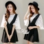 พร้อมส่ง เอี๊ยมกระโปรงสีดำทรงระบาย