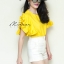 เสื้อเกาหลี พร้อมส่ง เสื้อ แต่งกุ๊น2ชั้น ระบายเด้งๆ