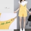 เสื้อผ้าเกาหลี พร้อมส่ง เสื้อยืด ตัวในผ้านิ่มแขนระบาย+เอี้ยม