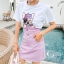 เสื้อผ้าเกาหลี พร้อมส่ง เสื้อปริ้นลายน้องหมา กับ กระโปรง