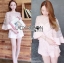 พร้อมส่ง เพลย์สูทขาสั้นผ้าทูลล์ปักลายดอกไม้สไตล์เจ้าหญิง
