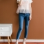 เสื้อเกาหลี พร้อมส่ง เสื้อยืด แต่งผ้าตาข่ายอัดพลีท