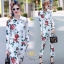 เสื้อผ้าเกาหลี พร้อมส่ง เสื้อเชิ้ตลายกุหลาบกับกางเกง