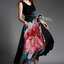 พร้อมส่ง long dress แขนกุดสีดำ เพ้นลายดอกไม้สีแดง