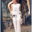พร้อมส่ง เซ็ตเสื้อแขนกุดทรงคร็อปและกางเกงผ้าลูกไม้