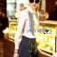 เสื้อผ้าเกาหลี พร้อมส่ง เสื้อเชิตสีขาวและกางเกงลายทาง